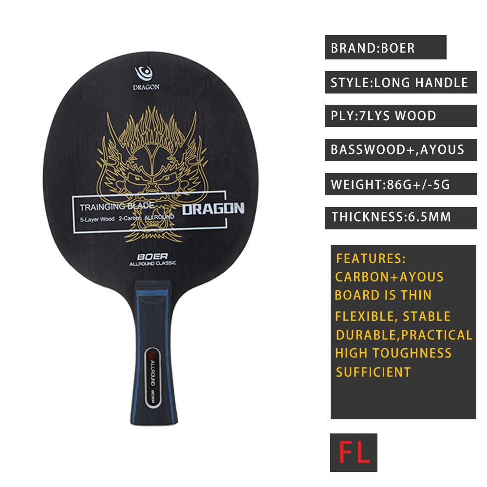 Lamă pentru rachetă de tenis de masă DRAGON, 7 straturi, 1 buc, FL CS, mâner scurt, lung, paletă de ping-pong aprobată BOER ITTF, pentru competiții de antrenament