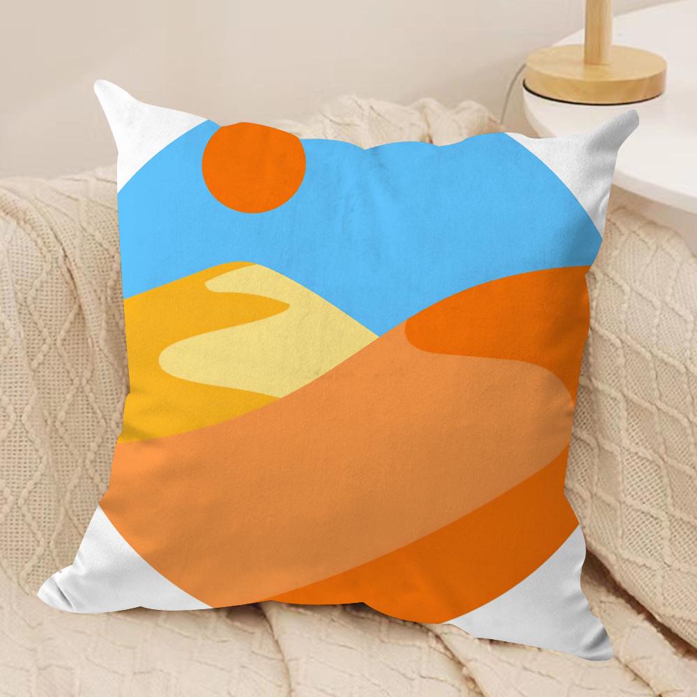 Classic Sunrise Cartoon Cushion Cover Soft Plush DoubleSided Printed Sofa Pillow Cushion Cover  AllSeason Durable Decor Gift