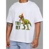 Rundhals T-Shirt Weiß Baum Rex Dinosaurier Weihnachtsdesign Feiertagsparty Freizeitkleidung