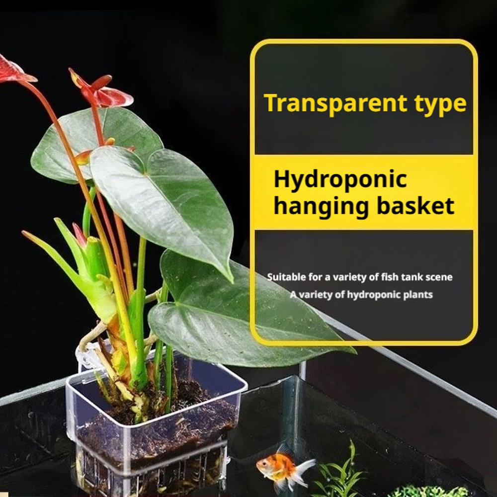 Aquarienpflanzenhalter, Transparenter Hängetopf für Aquarienwasserpflanzenzucht und Aquascaping-Dekorationen Pflanzgefäße