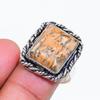 Natural Leopard Skin Gemstone 925 Sterling Silver Jewelry Ring Size 9 ZS-1067