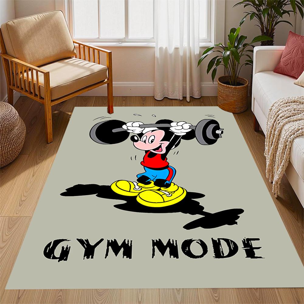 Mickey Mouse Castle Fantasy Disney Cartoon Theme Anti-Slip Rug - Polyester, Home Decor, Suitable for Bedrooms, Living Rooms, Doorways, and Studios