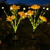 Solar Sunflower Garden Light, Waterproof Outdoor Lawn Lamp with Firefly LED Lights, Automatic On/Off Solar Powered Landscape Lamp Patio Walkway