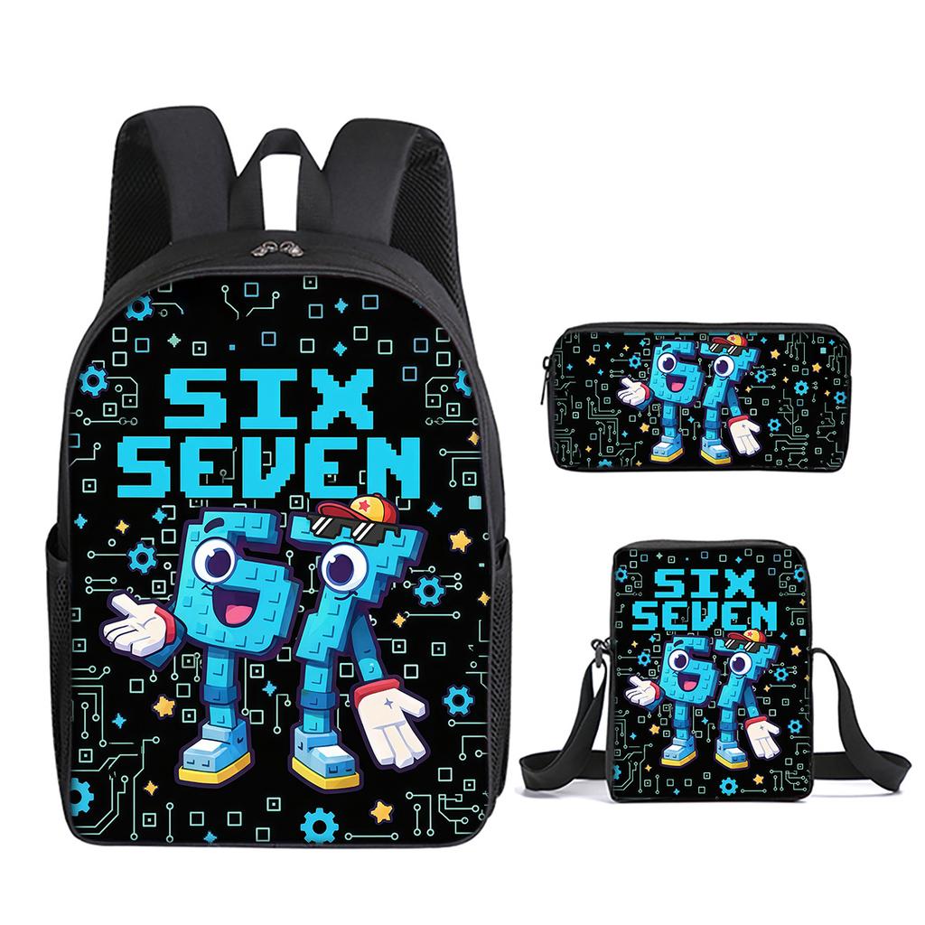 Fashion Novelty 67 Six Seven 3D Print 3pcs/Set Pupil School Bags Laptop Daypack Backpack Inclined Shoulder Bag Pencil Case