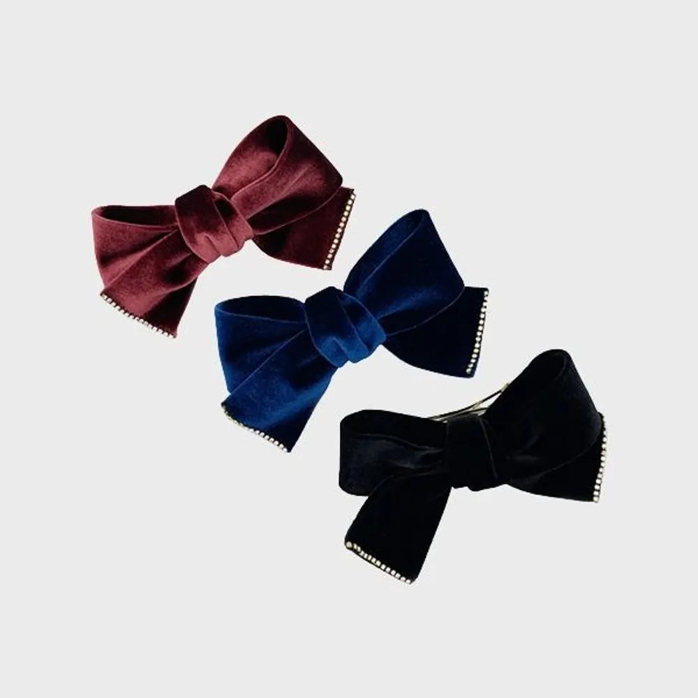 Stone Velvet Ribbon Hairpin JP-21-020AB Navy