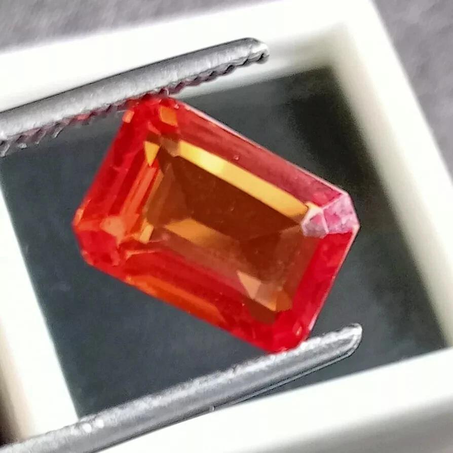 Natural Amazing Mexican Fire Opal Red Orange 5-7 Ct Emerald Cut Gemstone