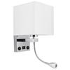 LED Wandleuchte Modern Stofflampenschirm USB Schlafzimmer Nachttisch Leseleuchte E27 100?240V