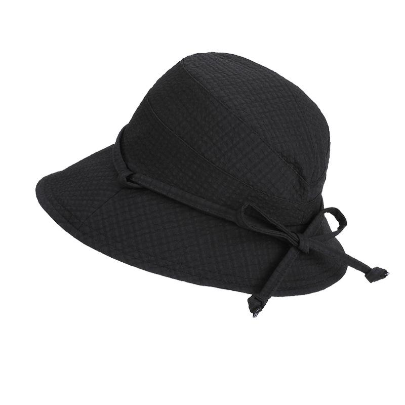 

Summer Outdoor Travel Sun Protection Hat Women s Bow Fisherman Hat Big Brim Basin Hat чорний