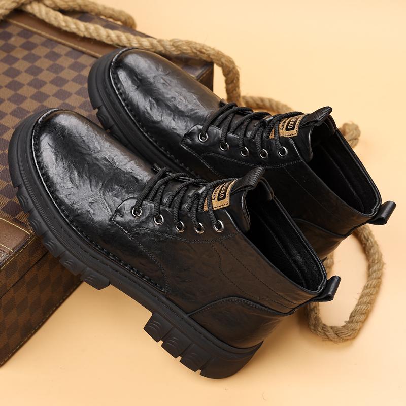 Men Winter Sports Boots Outdoor Male Motocross Leisure Walk Walking Shoes Plush Snow Treking Botas Classic Leather Basic High Top
