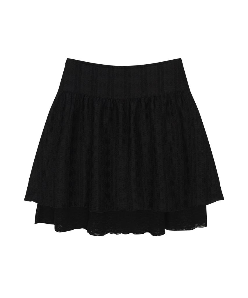 Aejeuon Lacy Check Skirt / Black