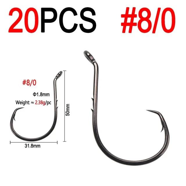 Bimoo 20pcs High Carbon Steel Octopus Baitholder Circle Hooks Barbed Baitholder Fishing Jig Hooks Pike Bass Catfish Sea Fishing Tackle
