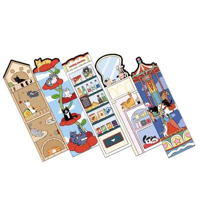 Creative 30Pcs Cat World Bookmark Graffiti Paper Paper Bookmark Cat Cartoon Reading Page Book Marking Gifts