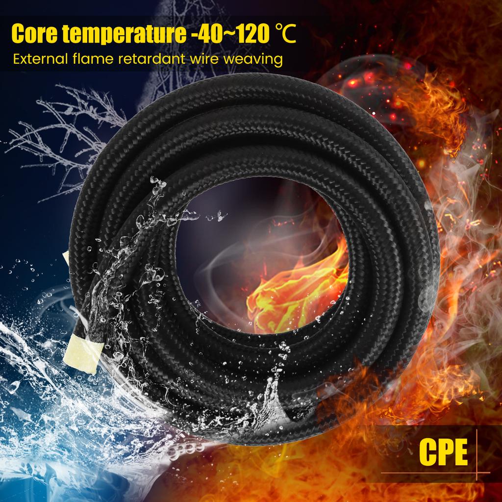 6AN Fuel Line Hose Stainless Steel Nylon Braided Rubber Hose 3/8 Inch Anti Corrosion CPE Fuel Hose for Transmission Lines