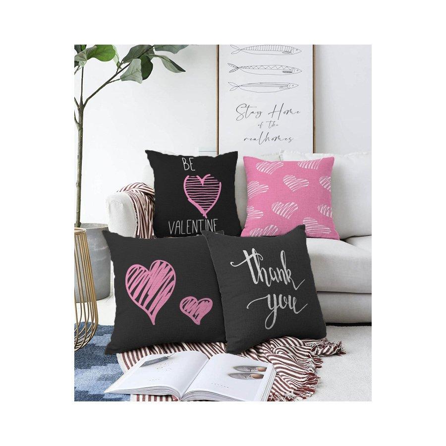 4-teiliges doppelseitig bedrucktes Kissenbezug-Set „Valentine's Day Concept“.