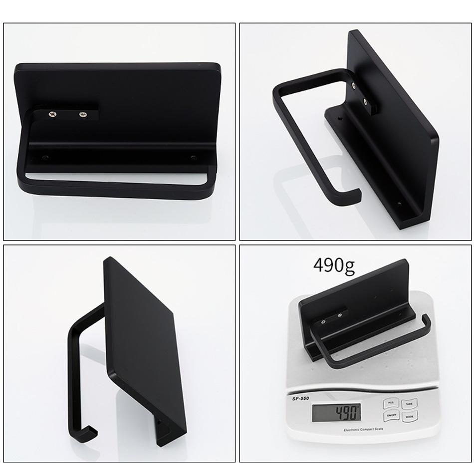 Paper Holder with Shelf Black Grey White Aluminum Bathroom Kitchen WC Paper Roll Rack with Phone Shelves Storage Tissue Holder