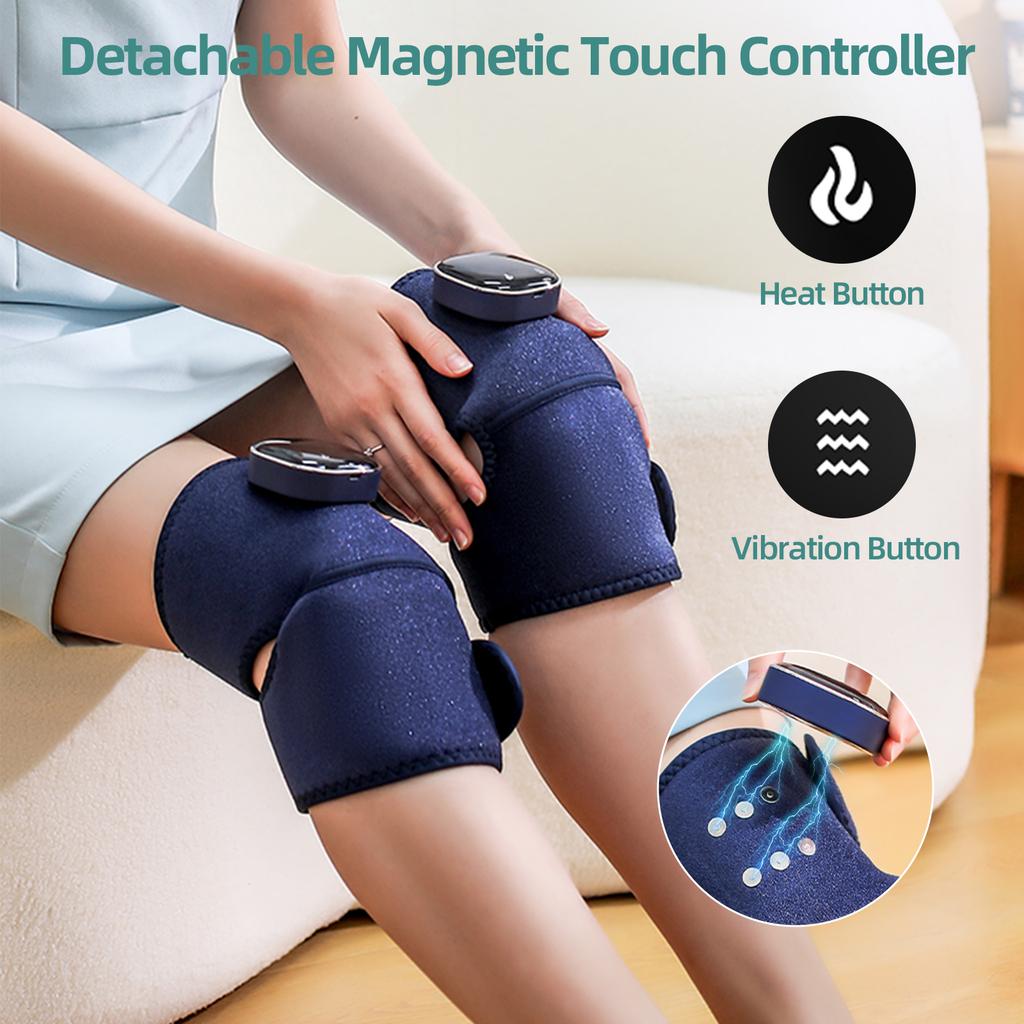 Heating Knee Massager Knee Shoulder Elbow 3-in-1 Heated Knee Portable Wireless Vibration Knee Heating Pad Heated Knee Brace Gift