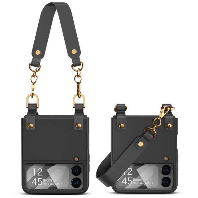 

Нескользящий модный чехол-браслет для телефона Samsung Galaxy Z Flip4 Flip 4 5 5g Flip3 Flip5 Flip 3, защитная пленка для объектива, стеклянная пленка for samsung Z Flip 4 чёрный