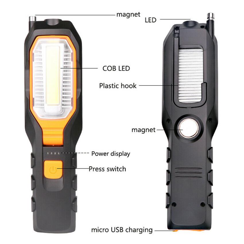 LED Work Light COB Car Garage Inspection Lamp Magnetic Torch USB Rechargeable