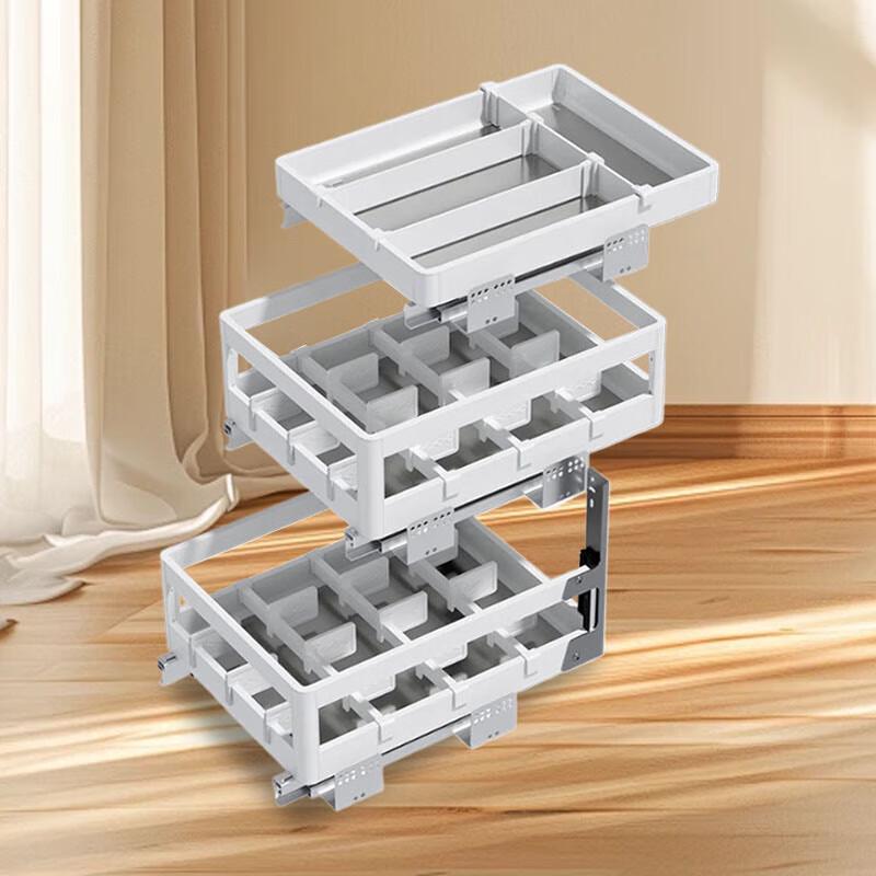 Kitchen Cabinet 3-Tier Aluminum Alloy Pull-Out Spice Rack
