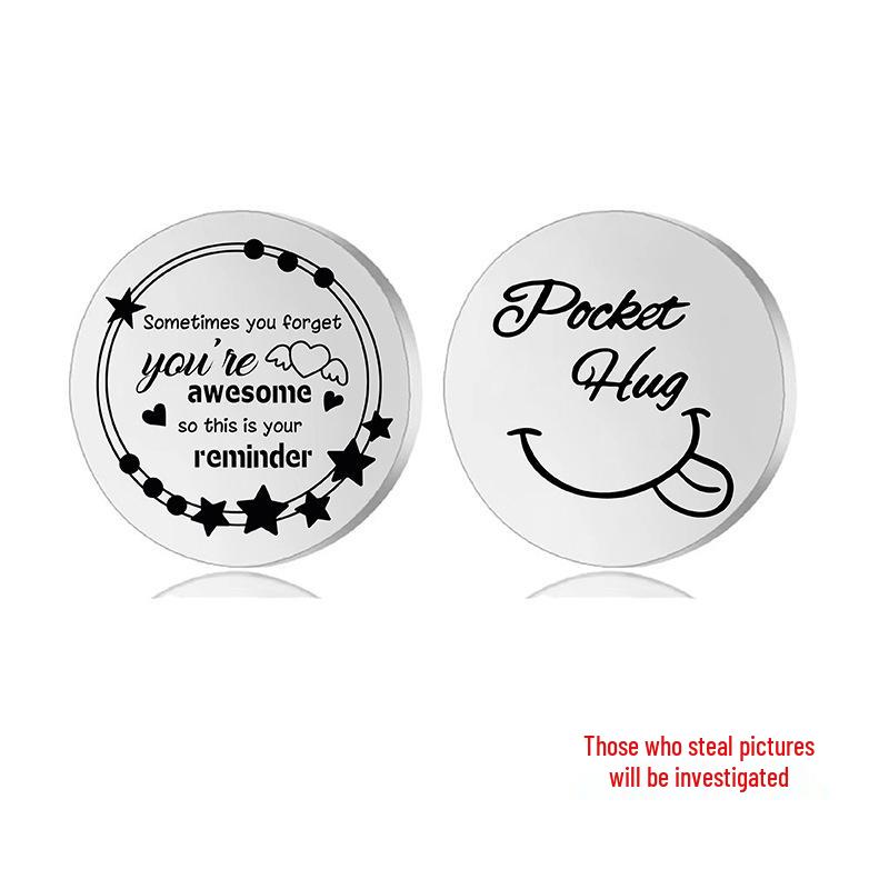 Lucky Charm Motivational Coin: Engravable Stainless Steel Couple & Family Gift Ornament.