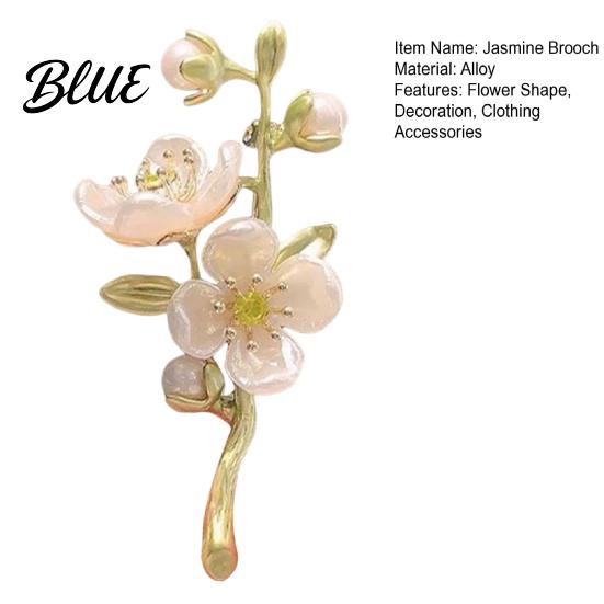 Anti-oxidation Jewelry Vintage Jasmine Brooch Faux Pearl Petal Flower Lapel