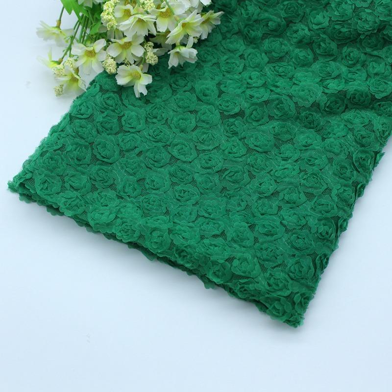 Encrypted Seven-Color Embroidered Silk Georgette Fabric Hollow Out Rose Peony Flower Wedding Dress Mesh Embroidery Material