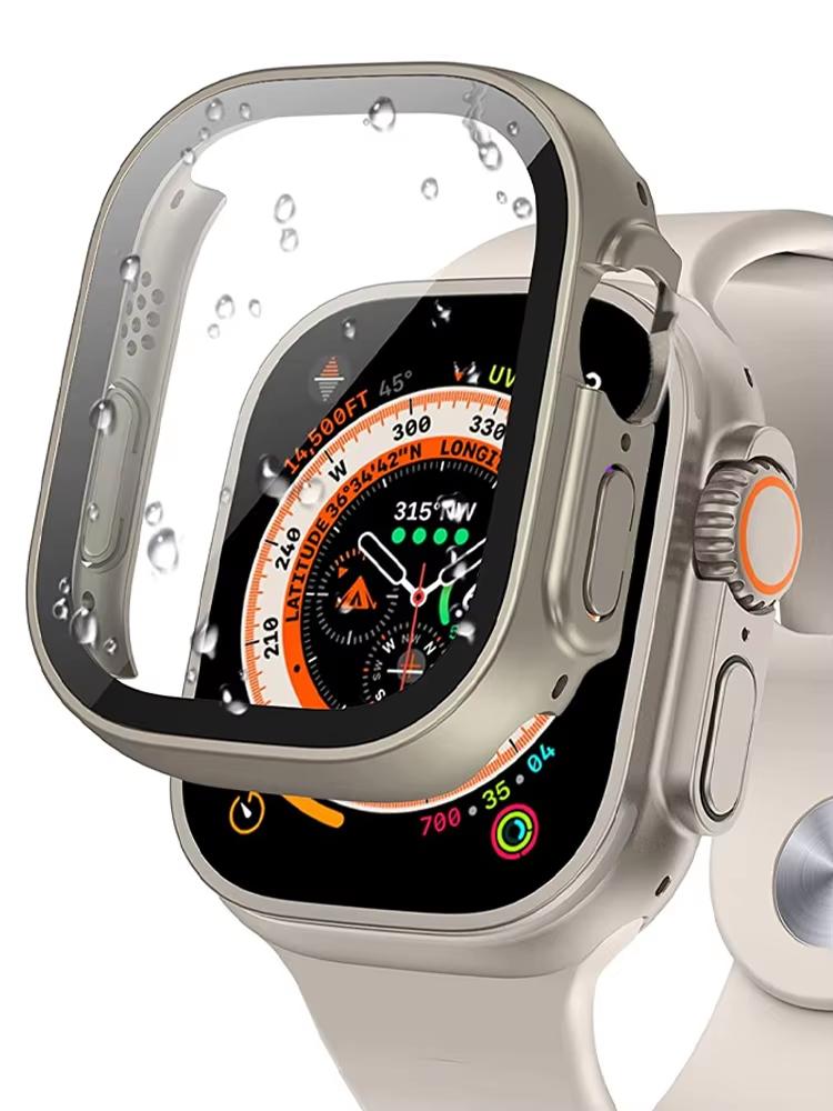 Hülle für Apple Watch Ultra Case 49mm Zubehör PC Stoßfester Bumper + Gehärtetes Glas Displayschutz iwatch Serie Ultra 2 49