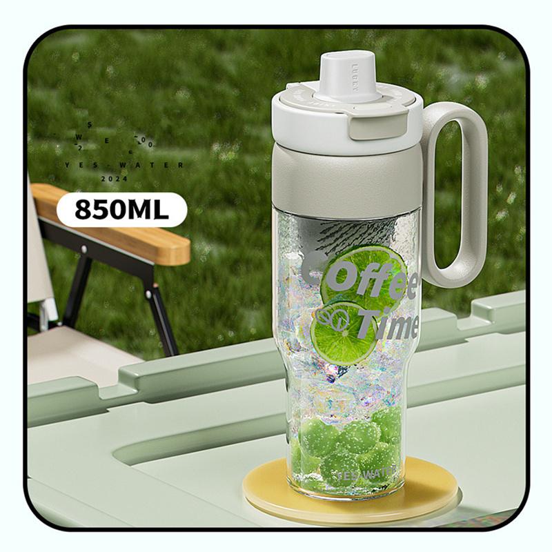 

Girls Women Tumbler Mug With Handle And Straw Large Water Bottle With Tea Infuser Tritan Bpa Free 850ML Portab;e Travel 801-900ml светло-серый