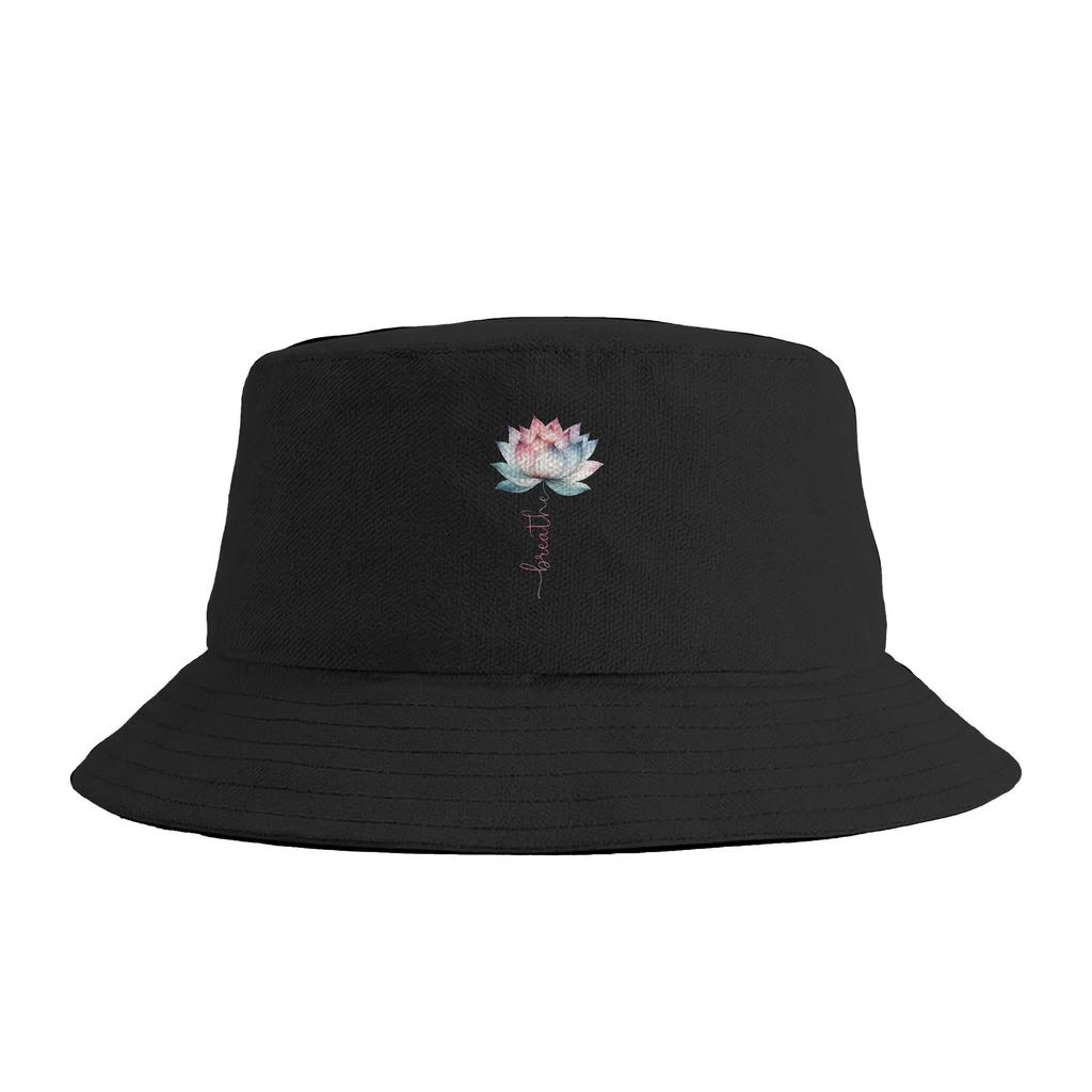 Pink Lotus Flower Yoga Breathe Meditation Yoga Lover Bucket Hat Summer Vintage FisherUnisex Hats For Unisex Women Personality Caps