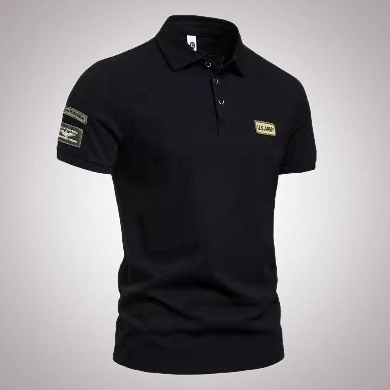 Summer Embroidered Short-Sleeved Tops Polo Shirts Men Free Ironing Business Men's Large Size Loose Polos