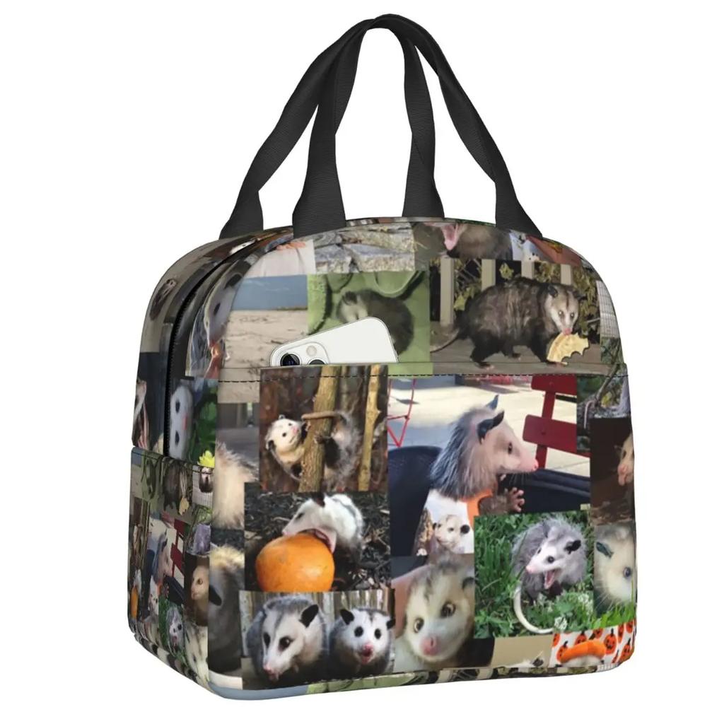 Opossum Insulated Lunch Tote Bag for Women Animal Pet Resuable Thermal Cooler Food Lunch Box Outdoor Camping Travel