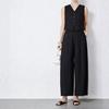 Women's High Waist Lyocell Linen Cropped Wide Leg Pants Zero Stretch Lightweight Washed Old Money Style Breathable Summer Banana Casual Trousers