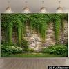 2D Planar Natural Wind Stone Wall with Climbing Vine Background Fabric, Lush and Dense