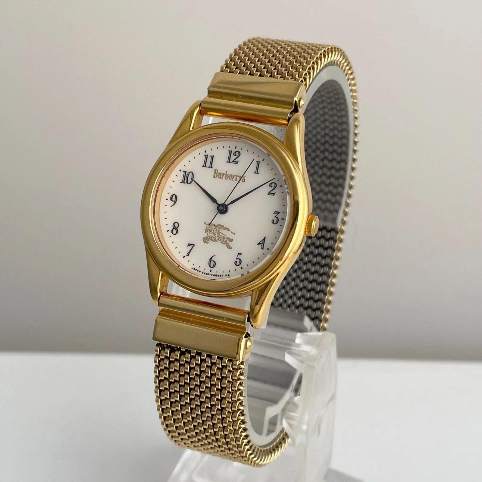 Used Burberrys Burberry Watch Gold Elastic Metal Mesh Belt 5430