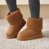 Inverno Donna Breve Peluche Stivali da neve caldi Scarpe casual Nuova pelliccia scamosciata Chelsea Stivaletti Appartamenti Piattaforma Scarpe da donna Botas