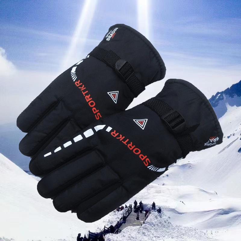 Men's Thickened Winter Cycling Gloves - Warm, Windproof, Non-Slip, Plus Velvet Skiing Style