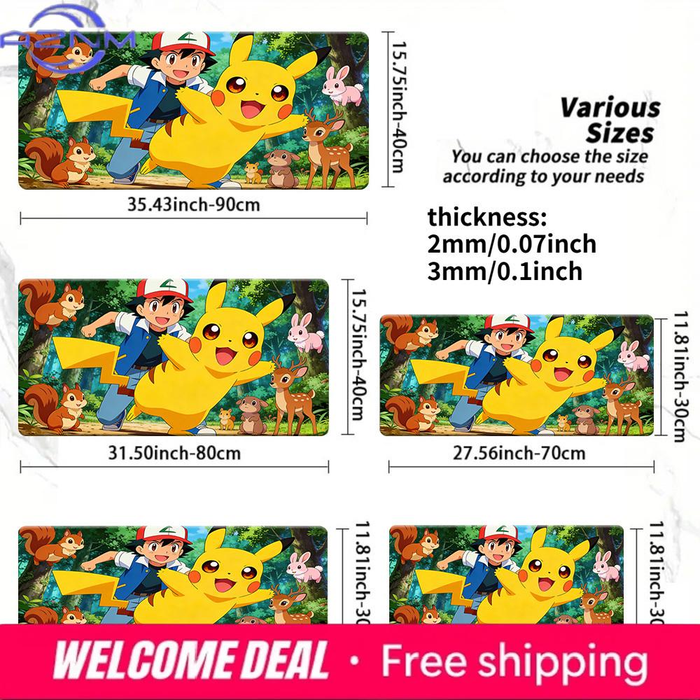 Pokemon Ash  Pikachu Forest Adventure Gaming Mouse Pad NonSlip Desk Mat 30x80x0.2cm