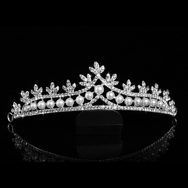 Grandes Tiaras de Noiva Vintage Cor Prata Coroas Faixa de Cabeça Cristal Strass Concurso Noiva Acessórios de Cabelo Coroa de Casamento Pérola