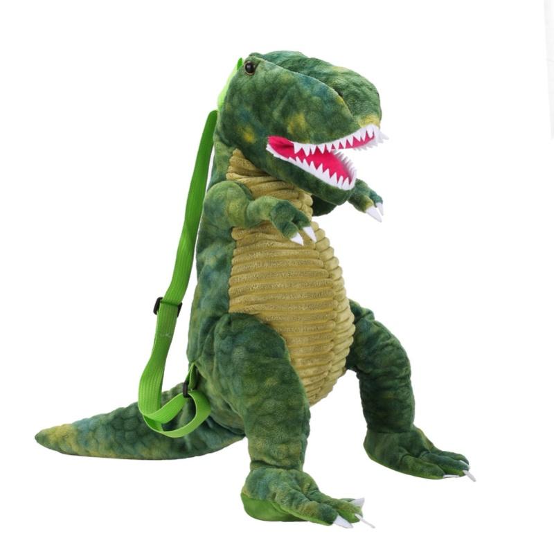Детский рюкзак с динозавром Мультяшный 3D-форма динозавра Мягкий плюшевый Детский милый рюкзак с животным Для путешествий Школы Кемпинга Зеленый зелёный