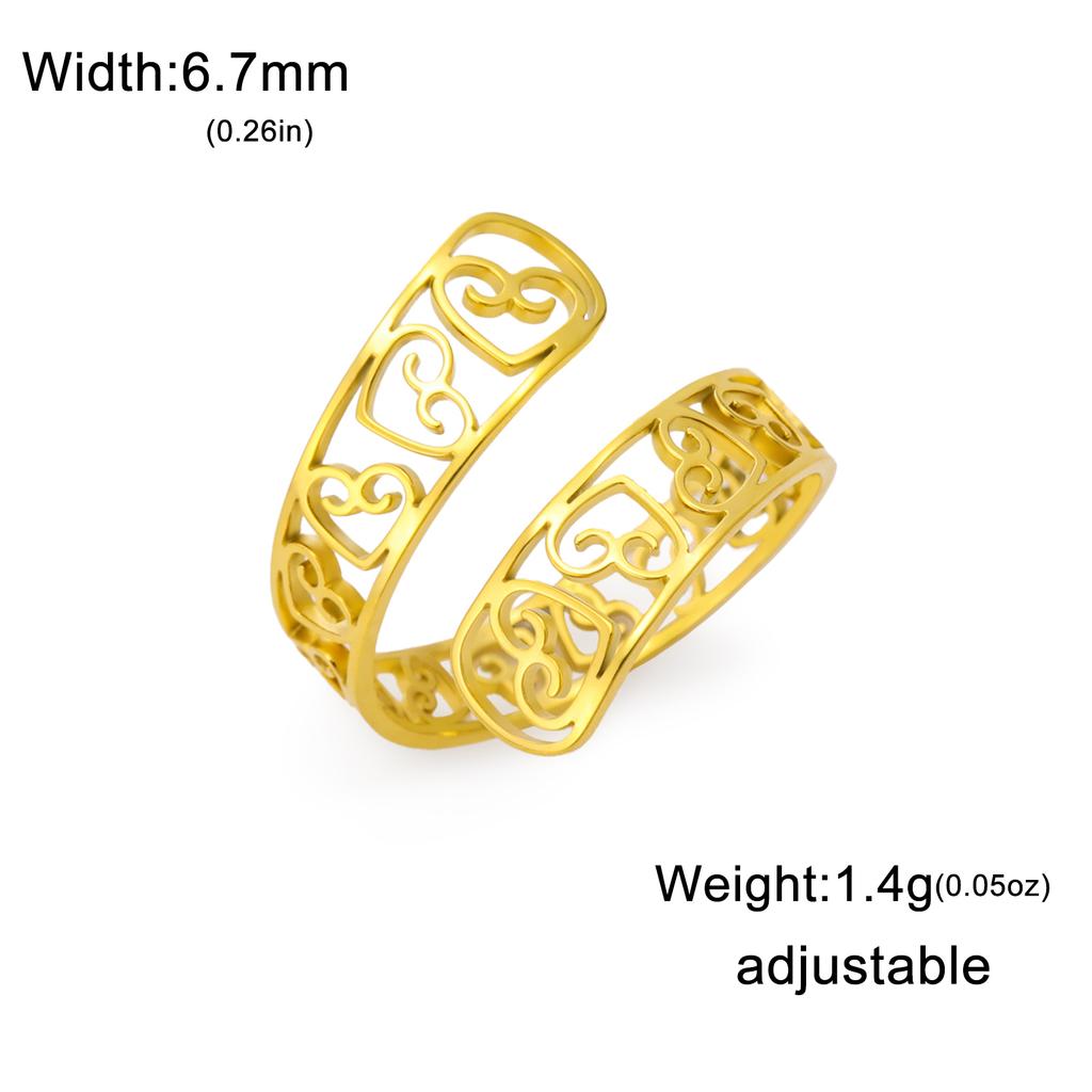 Cazador Stainless Steel Adjustable Heart Rings for Women Finger Rings Cute Jewelry Party Wedding Gift Wholesale 2026 New