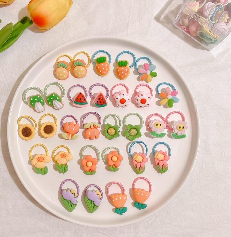 10-30PCS/Set, Cute Cartoon Animals, Hair Bands, Girls, Elastic Rubber Band, Headwear, Hair Accessories