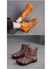 Shanghai Jiezhou 2024 Sandales Bottes Hautes Découpes Rétro en Cuir de Vachette - Chaussures Décontractées Confortables Polyvalentes pour Femmes