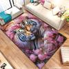 "Romantic Tigers with Pink Blossoms" Patterned Carpet, Non Slip Mat Suitable for Living Room and Bedroom Sofas