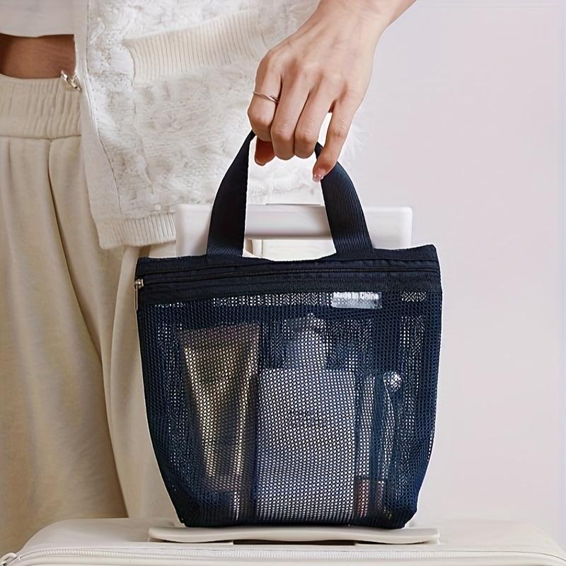 1pc Portable Mesh Shower Bag,Handheld Makeup Pouch | Gym Bag|Storage Bag|Toiletry Bag with Handle,Suitable for Tourism Storage