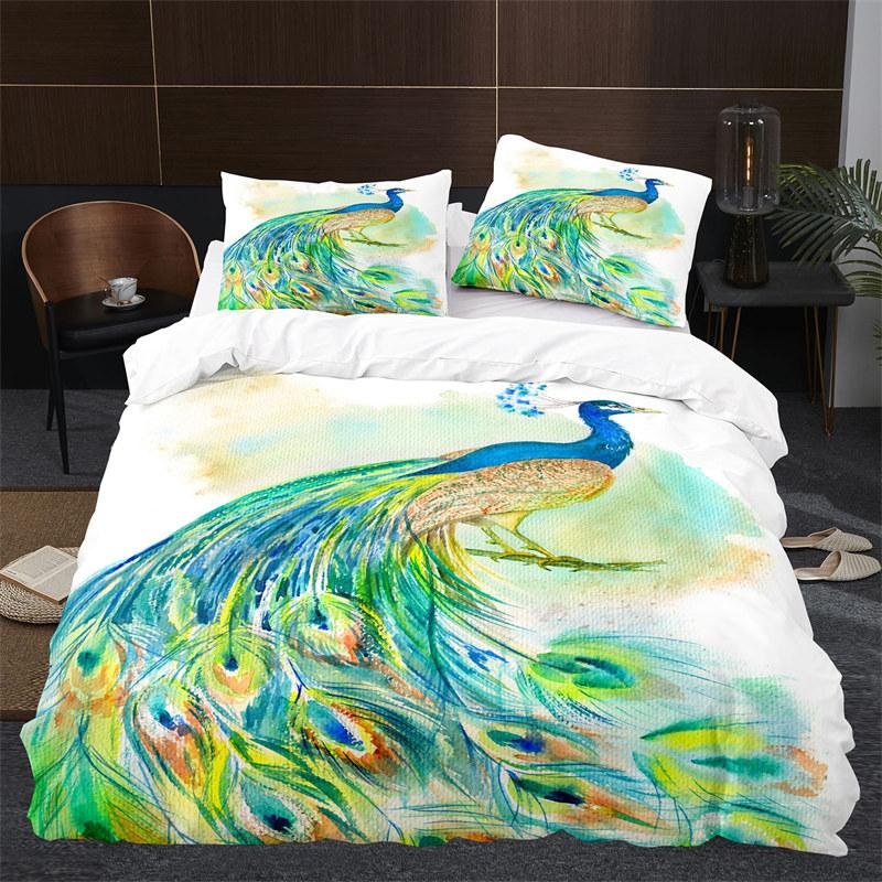 Peacock Duvet Cover Collection King Size Cute Animal Theme Bedding Collection Print For Adults Teens Soft 1 Comforter Cover With 2 Pillowcases