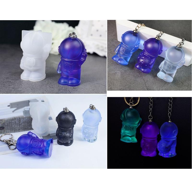 Astronaut Shaped Keychain Casting Silicone Mold Astronaut Molds Keychain Molds For Epoxy Resin With Hole