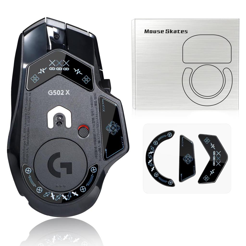 IMMOENUC Glass Mouse Mat for G502 X Plus & G502 X Lightspeed Wireless Mouse, Durable and Low Friction (Black)