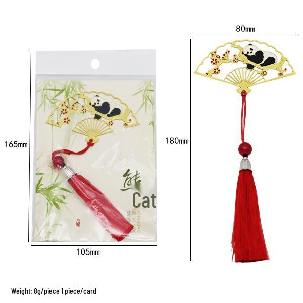 Panda Metal Bookmark with Tassel - Chinese Style Student Souvenir from Chengdu