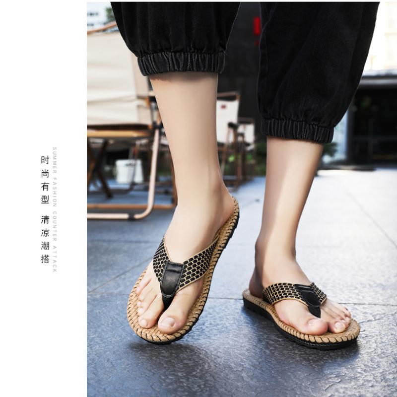 Mens Flip Flops Summer Sandals Outdoor Wear Soft Breathable Upper Nonslip Beach Shoes Sewing Shoes Casual Sandals Mens FlipFlops