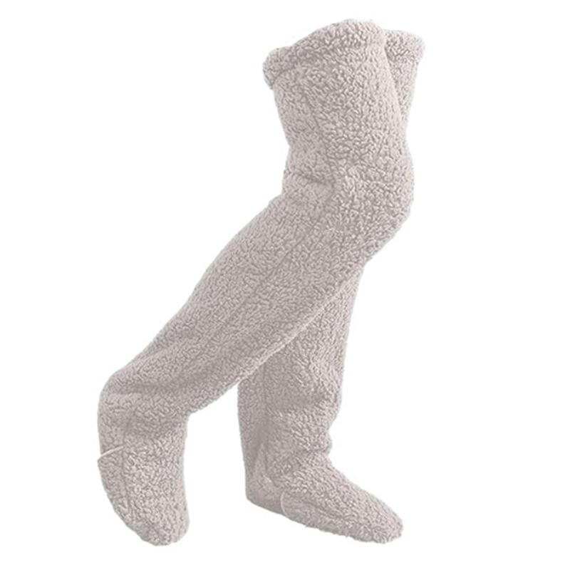 

Over Knee Fuzzy Socks Thigh High Furry Plush Stockings Long Leg Warmers Winter Thermal Home Sleeping Socks for Womens білий